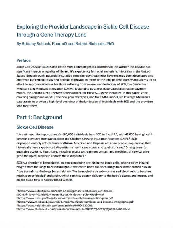 White paper: Exploring the provider landscape in Sickle Cell Disease through a gene therapy lens