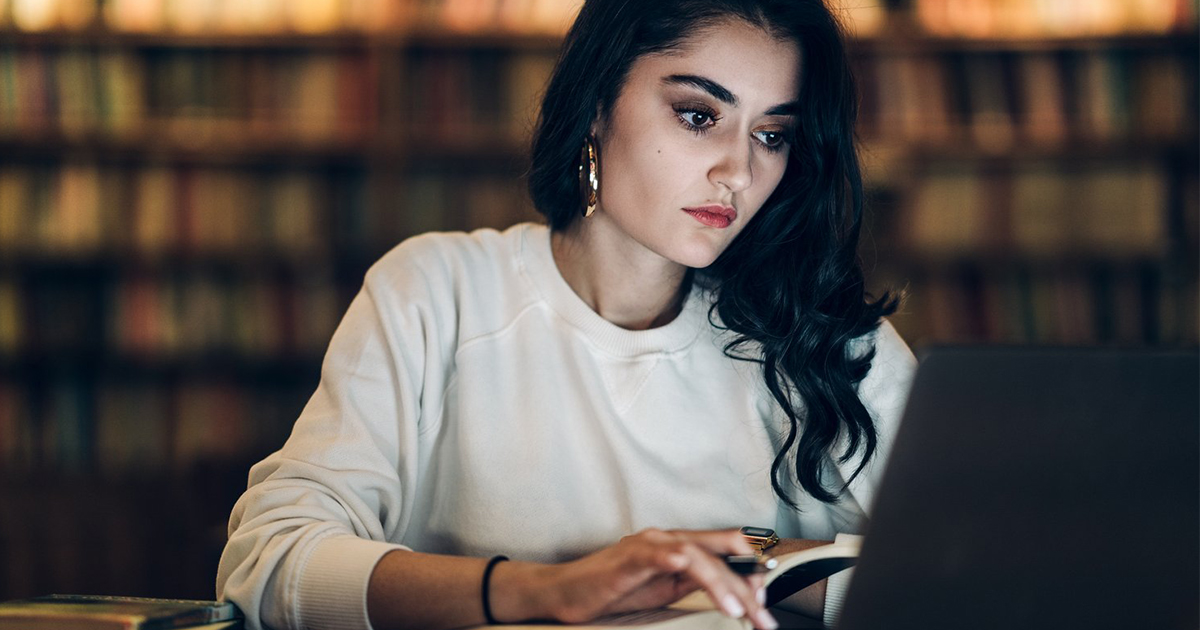 Woman at library